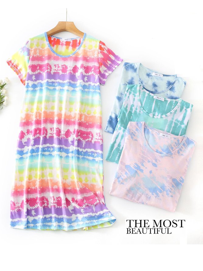 Breathable Comfortable Tie-Dye Loose Casual Nightdress