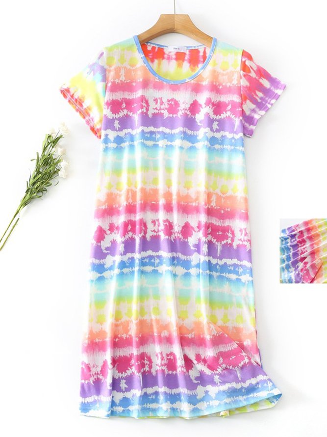 Breathable Comfortable Tie-Dye Loose Casual Nightdress