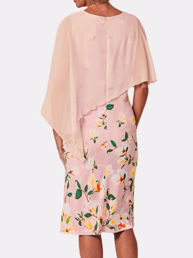 Chiffon Elegant Crew Neck Loose Dress