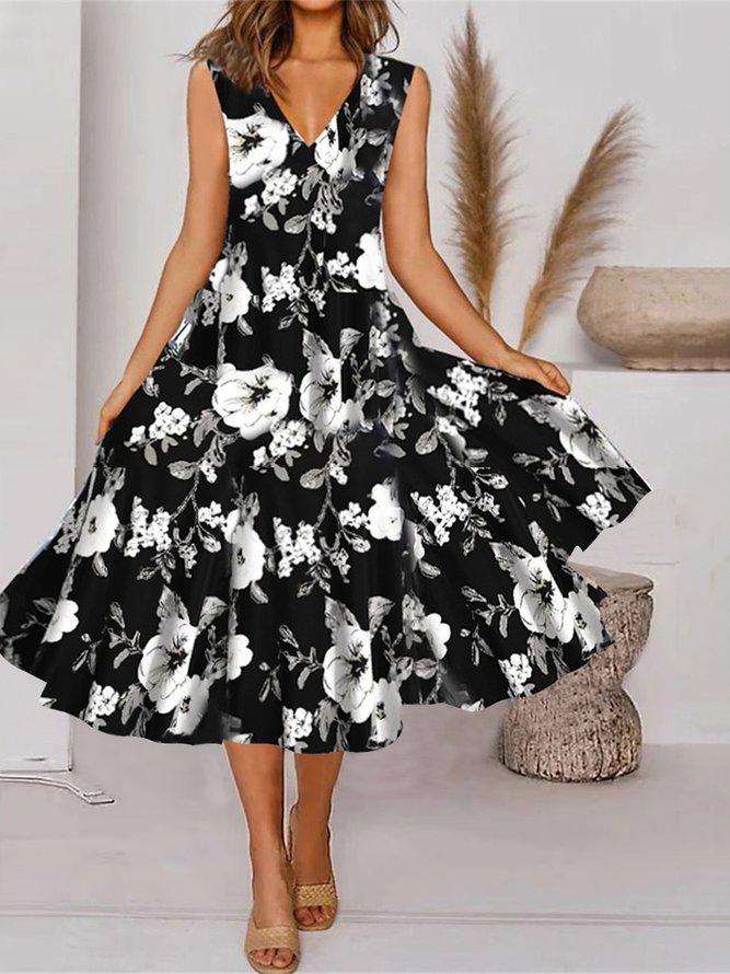 Floral Elegant V Neck Loose Two-Piece Set