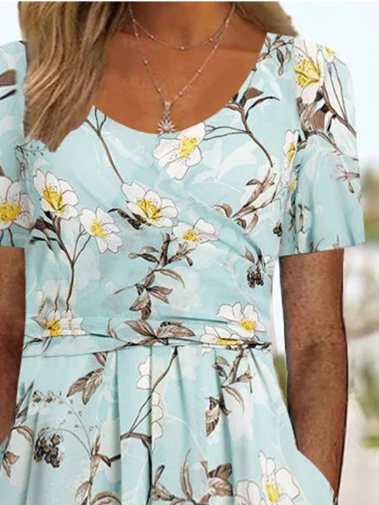 Casual Regular Fit Floral Crew Neck Dress