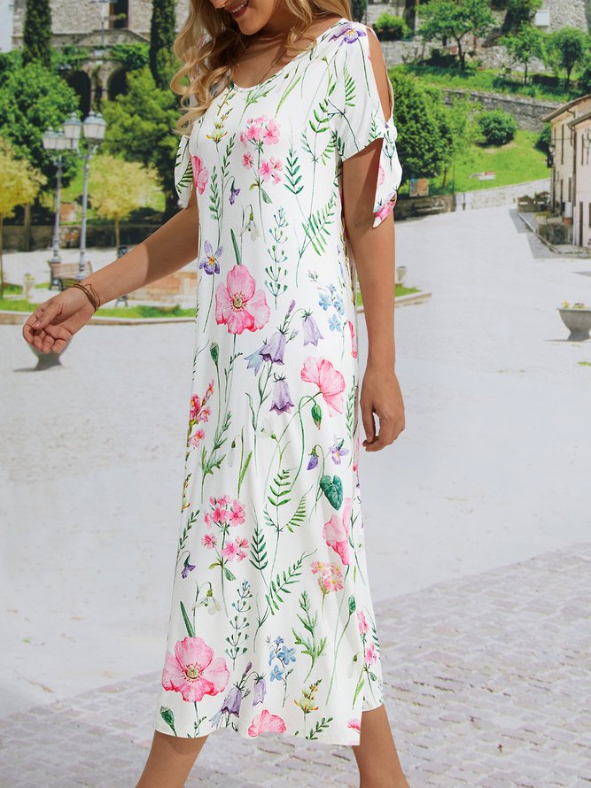 Floral Casual Cotton-Blend Dress