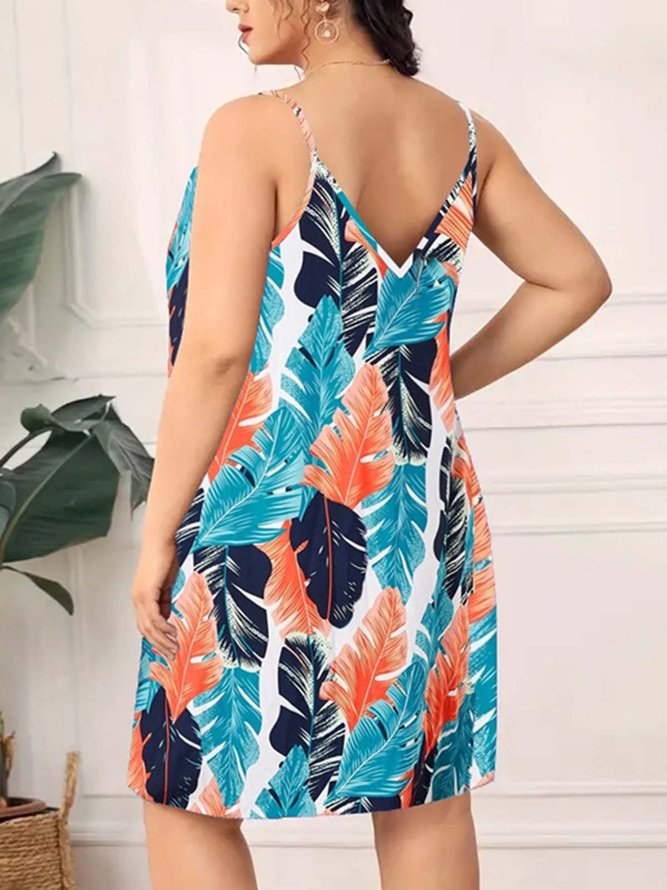 Casual Printed Sling Plus Size Nightdress
