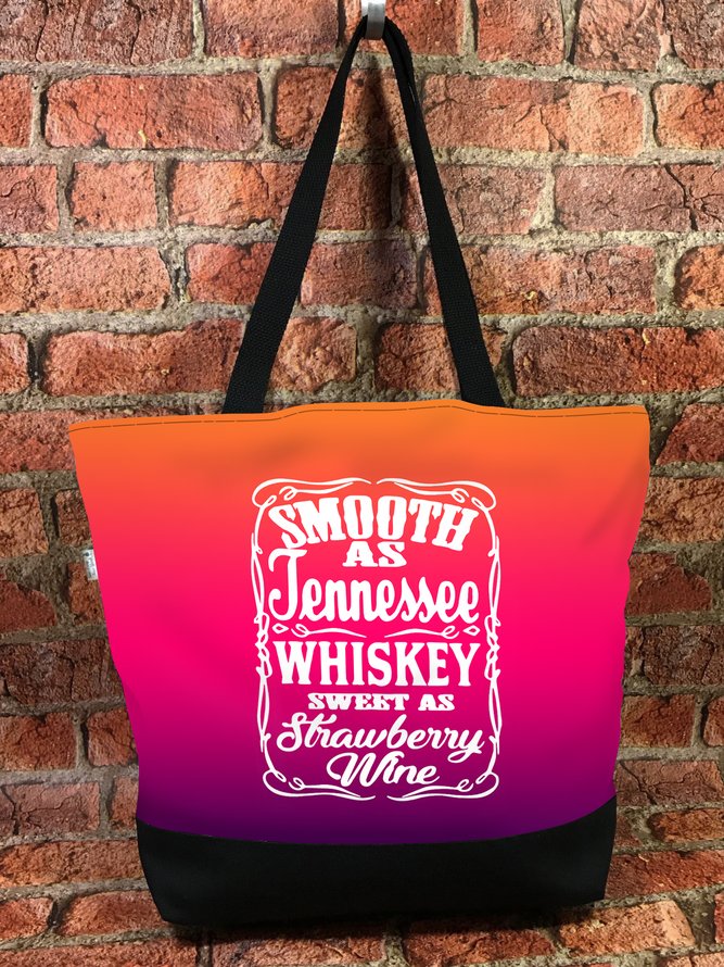 Smooth As Jennessee Slogan Gradient Linen Shoulder Bag Large Capacity Tote Bag