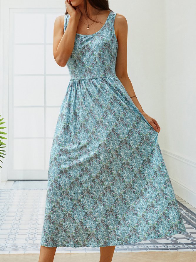 Crew Neck Vacation Sleeveless Knitting Dress