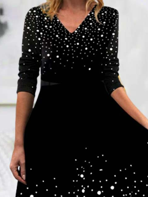 Urban Polka Dots Regular Fit V Neck Dress