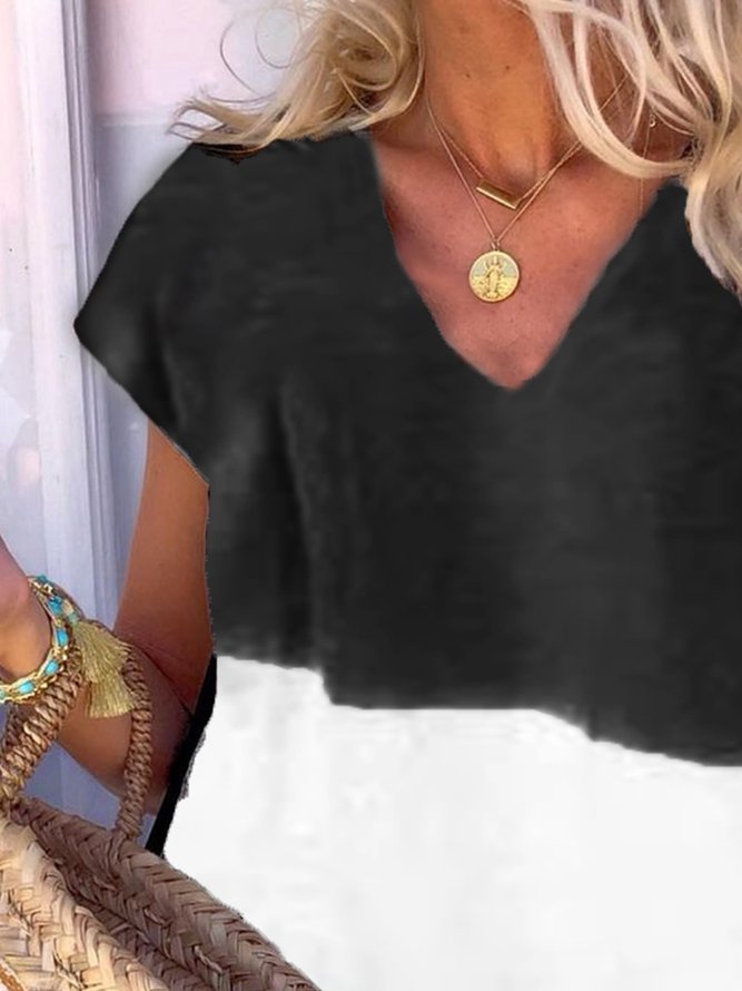 New Women Chic Plus Size Holiday Boho Vintage V Neck Short Sleeve Casual Shift Knitting Dress