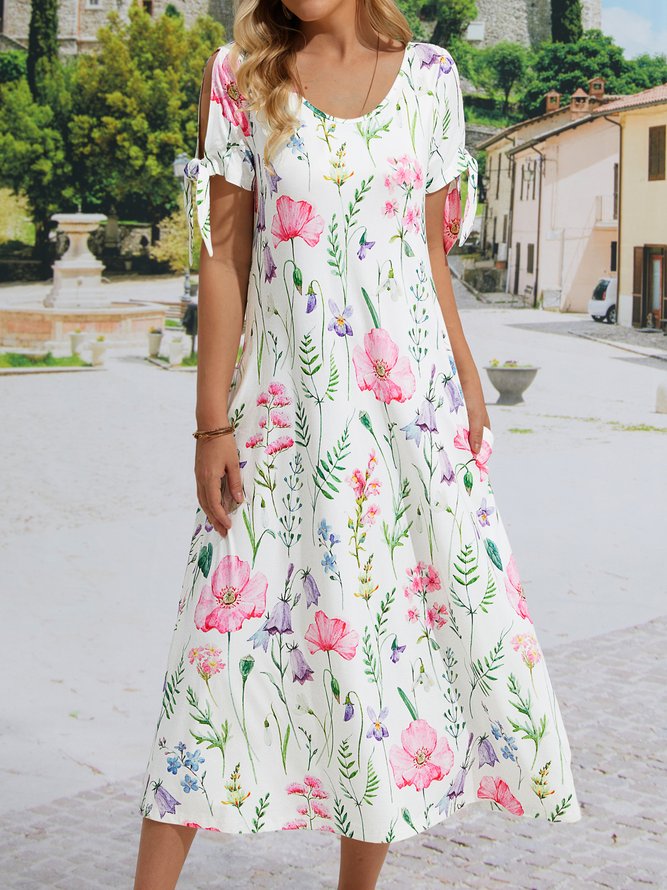 Floral Casual Cotton-Blend Dress