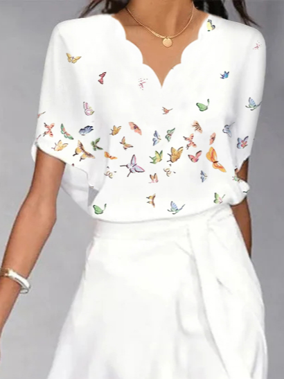 Butterfly V Neck Elegant Dress