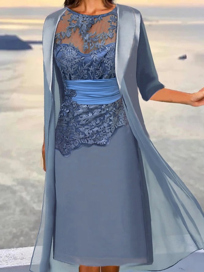 Regular Fit Crew Neck Plain Two-Piece Set