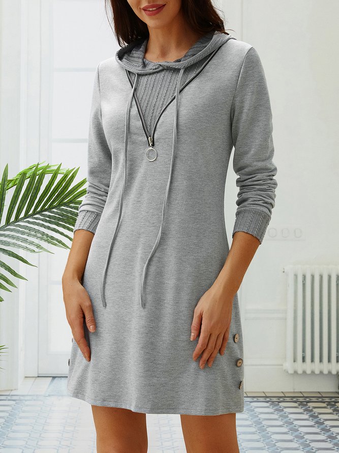 Color Block V Neck Casual Dress