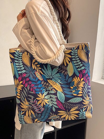 Bohemia Tropical Plant Pattern Large Capacity Shoulder Bag Casual Urban Women's Tote Bag