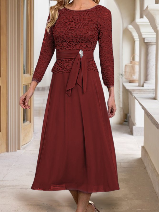 Loose Chiffon Urban Crew Neck Dress