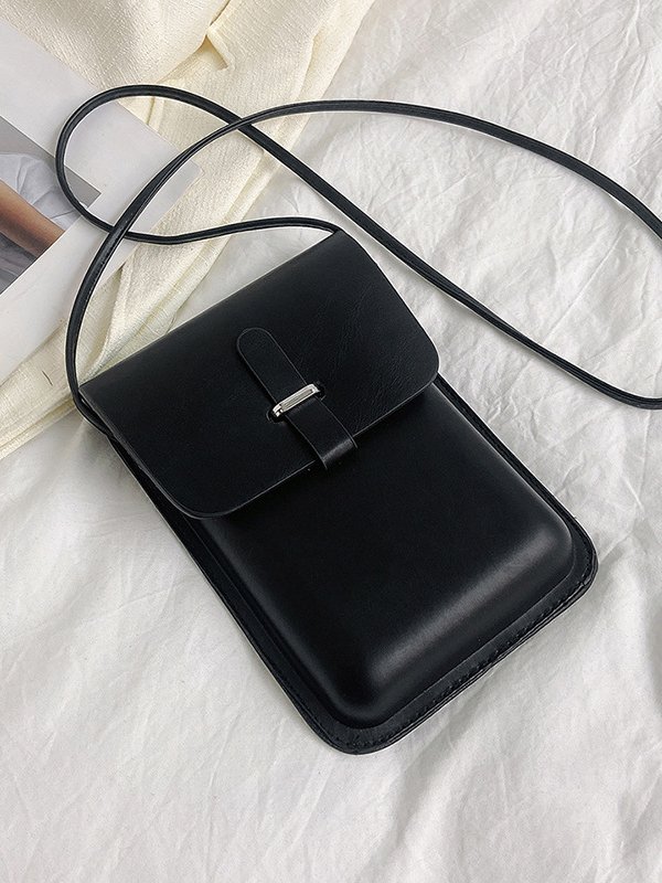 Casual Plain Leather Messenger Bag Women Daily Commuting Urban