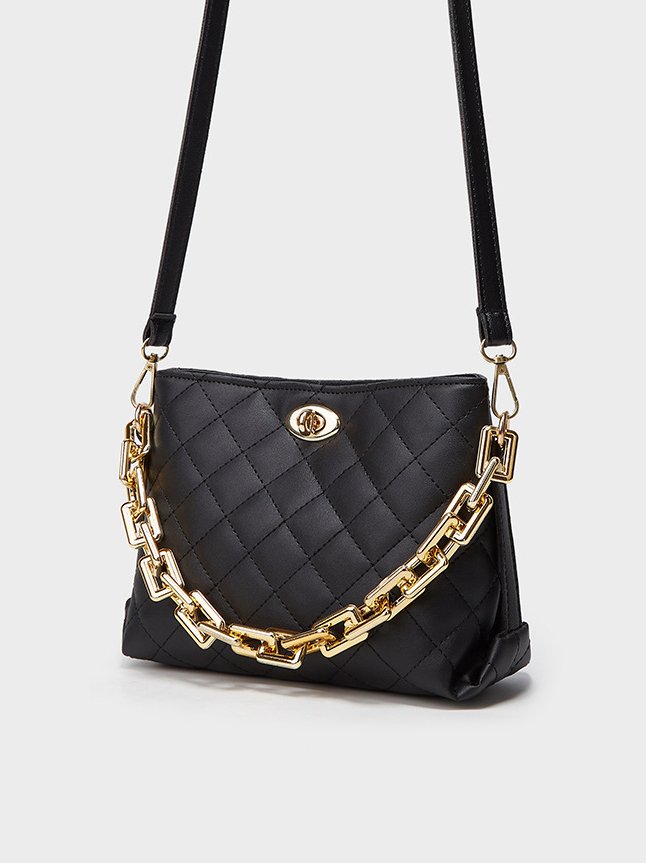 Elegant Embossed Leather Chain Handbag Messenger Bag Urban Ladies