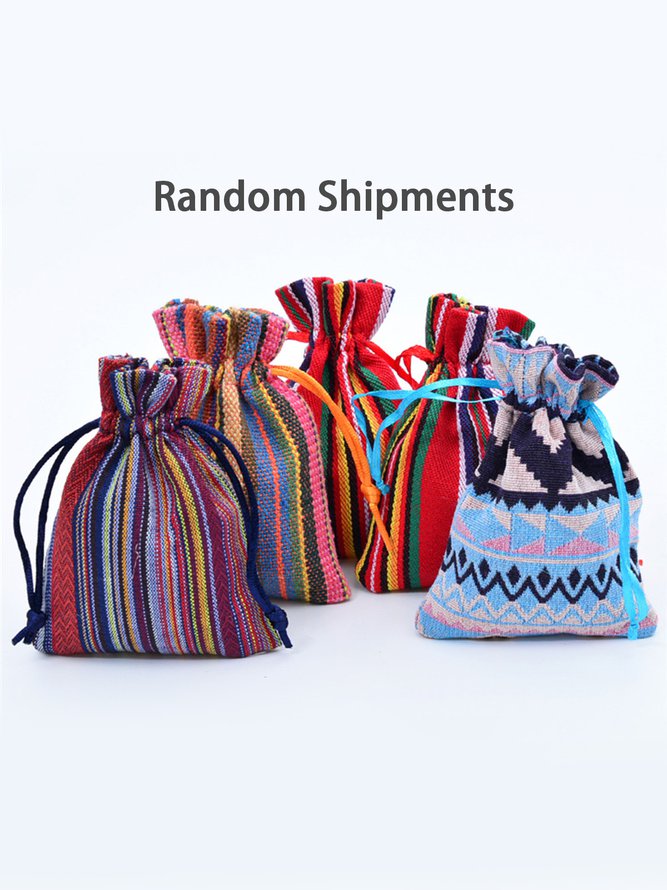 Vintage Print Ethnic Cotton Sack Bag Drawstring Drawstring Storage Bag