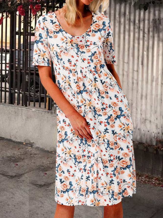 Women Floral Caftan Pockets Summer Dresses