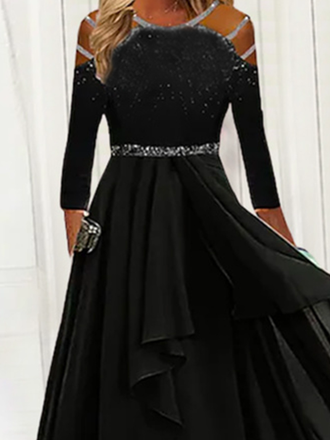 Crew Neck Floral Elegant Loose Midi Prom Dress