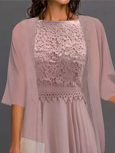 Crew Neck Loose Chiffon Elegant Two-Piece Set