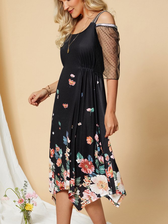 Floral Square Neck Dress