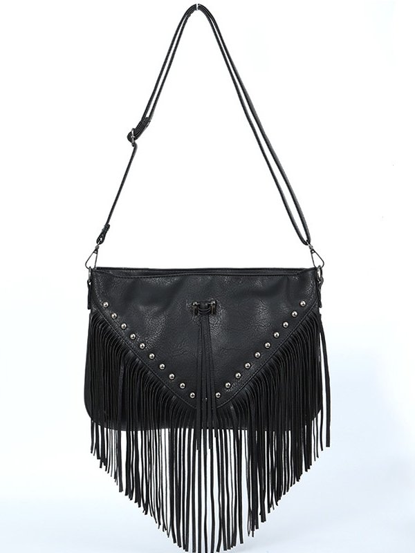 Retro Leather Tassel Messenger Bag Western Style Music Festival Women's Shoulder Bag